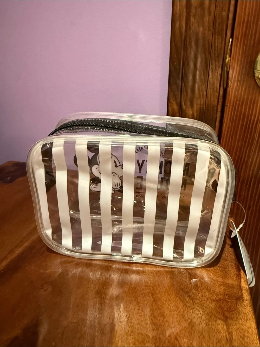 Disney Clear Mickey Mouse Cosmetic Bag Black & White
